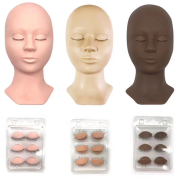 Eyelash Extensions Mannequin Head and Eyelids Training Combo Pack