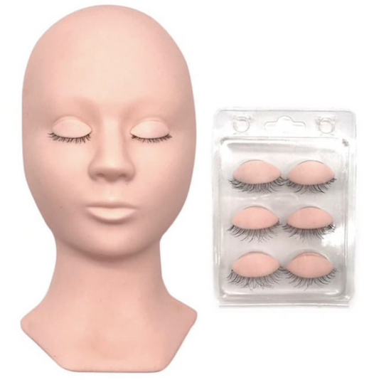 Eyelash Extensions Mannequin Head and Eyelids Training Combo Pack